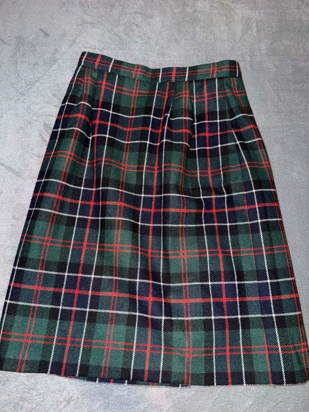 Peabody House Vintage Green Red Tartan Plaid Midi Skirt